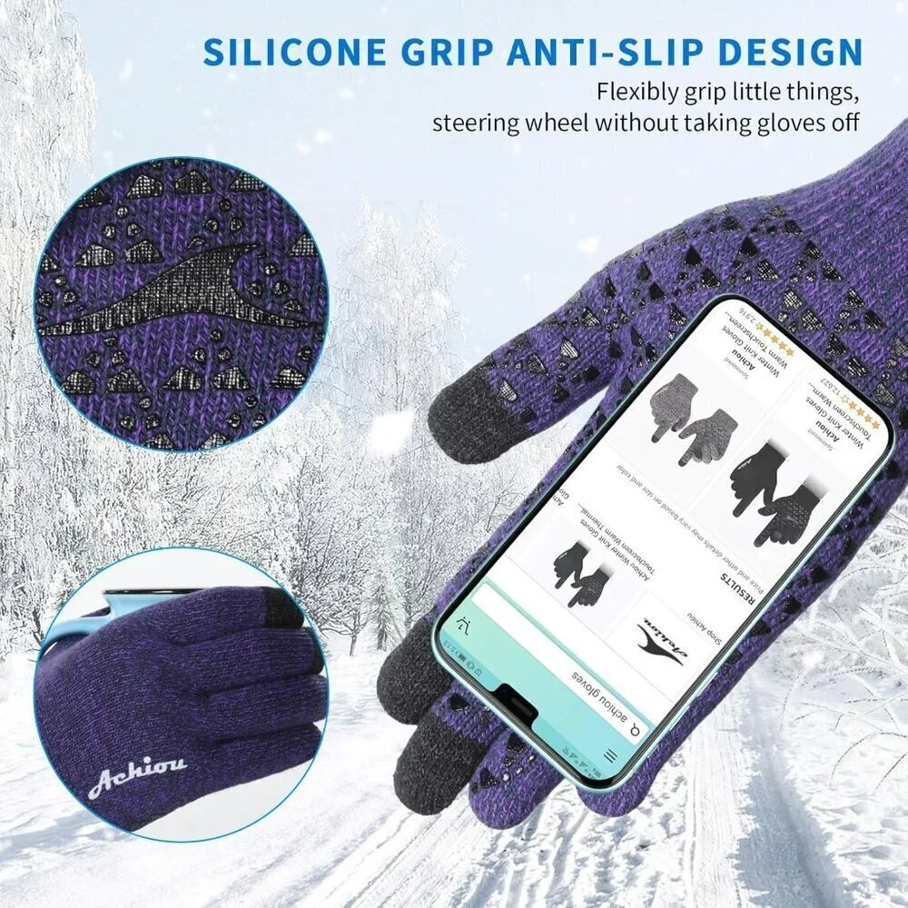 Women's Purple Sauce Upgraded Touch Screen Thermal Soft Knit Lining Winter Glove